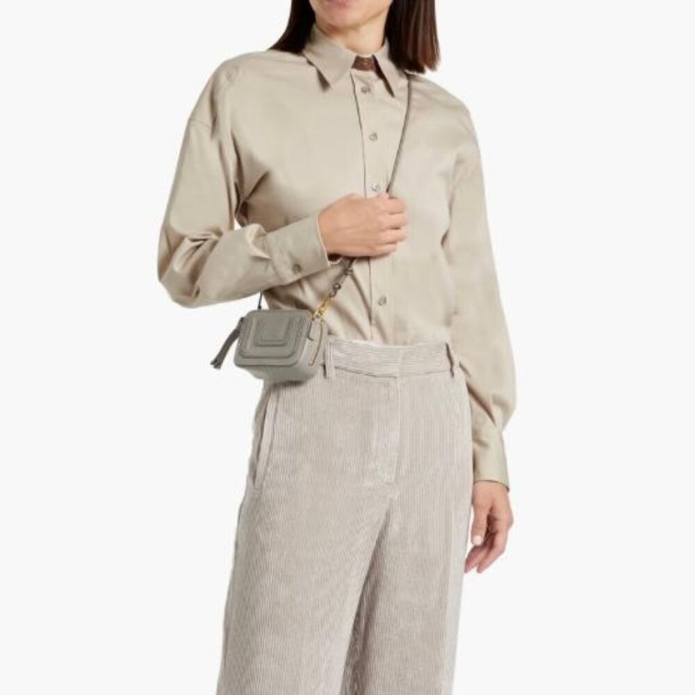 BRUNELLO CUCINELLI BEAD-EMBELLISHED COTTON-BLEND POPLIN SHIRT